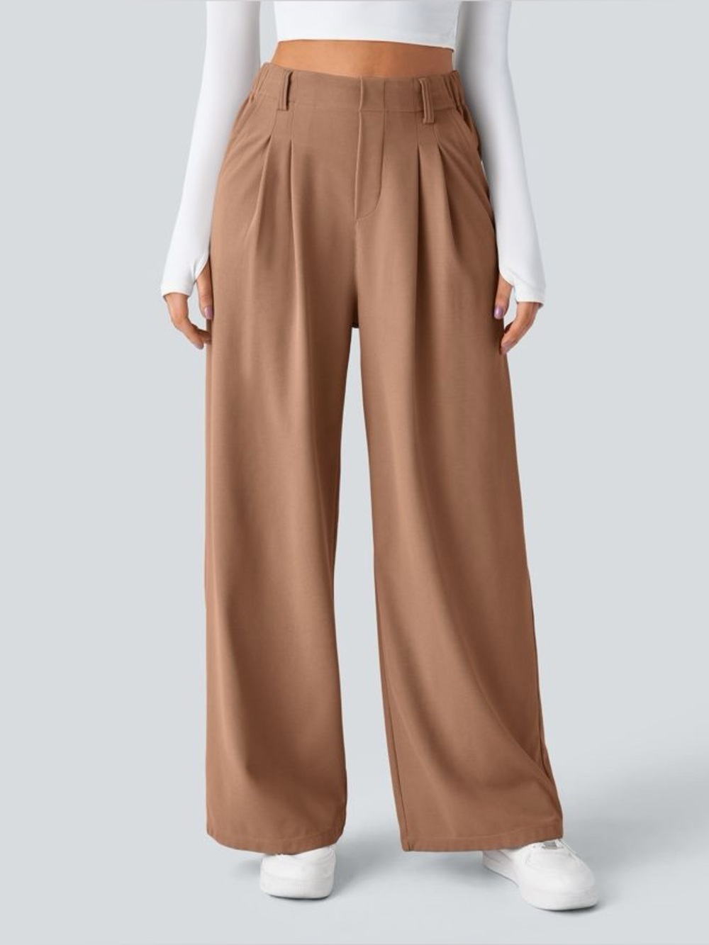 Halara Flex High Waisted Pocket Wide Leg Waffle Work Pants macchiato, large, NWT